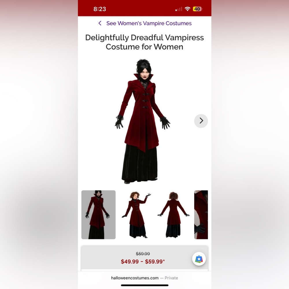 Delightfully Dreadful Vampiress Costume for Women